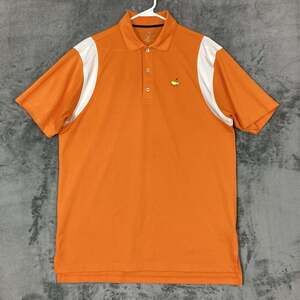 Masters Tech Polo Shirt Mens Medium Golf Orange White Stretch Augusta National